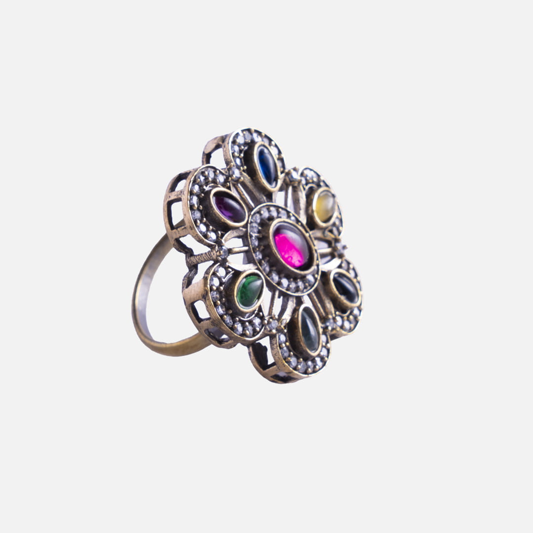 Multicolor Floral Statement Ring