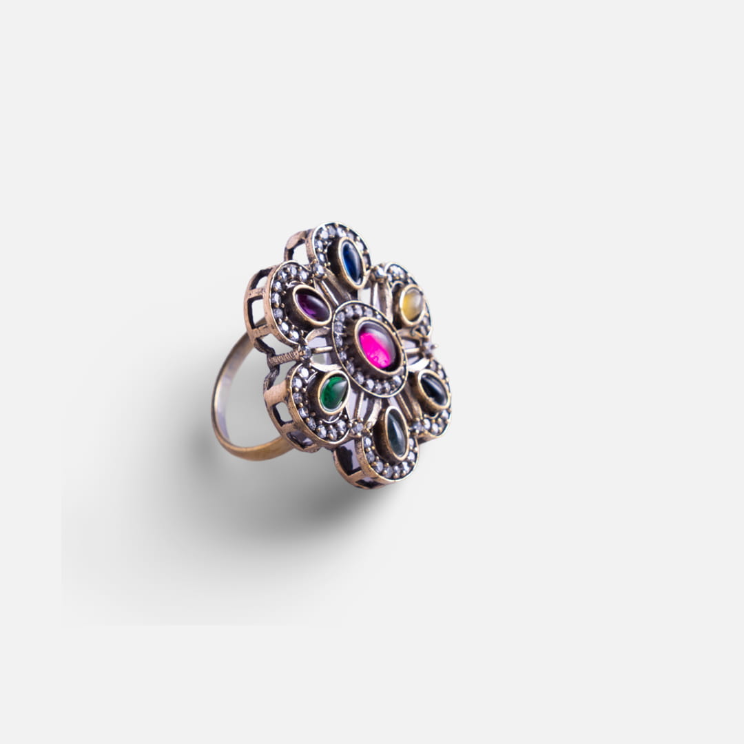 Multicolor Floral Statement Ring