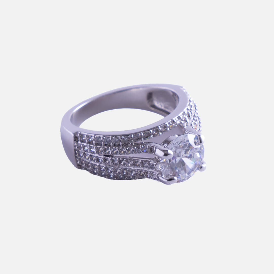 Silver Solitaire Diamond Ring