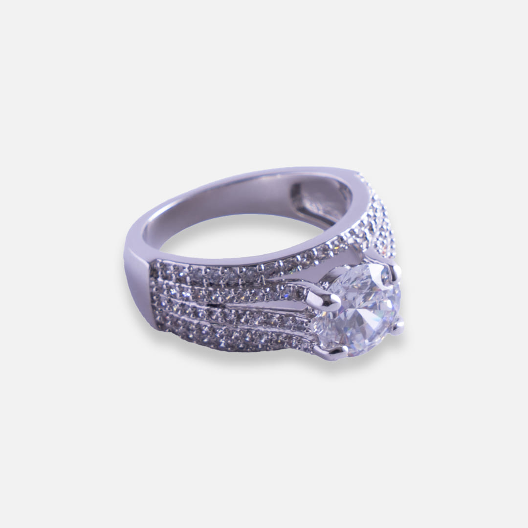 Silver Solitaire Diamond Ring