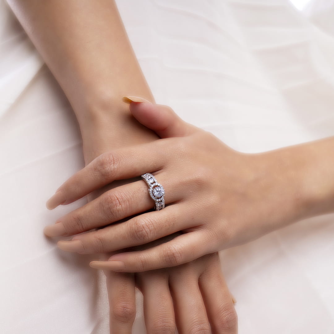 Double Halo American Diamond Ring