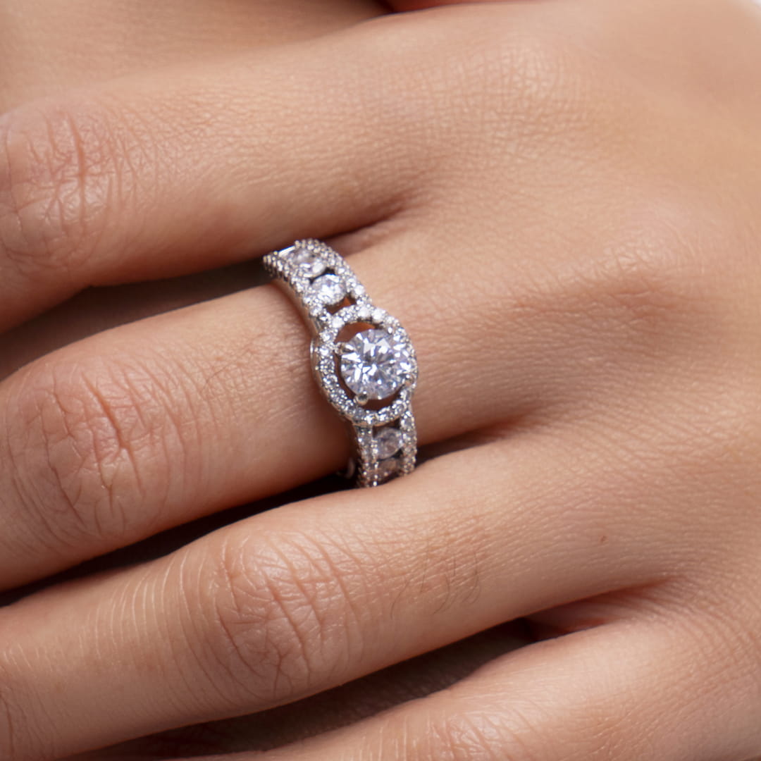 Double Halo American Diamond Ring