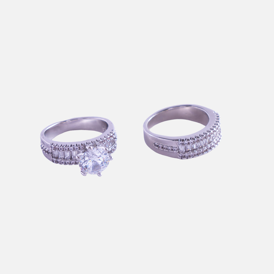 Dual Glam American Diamond Ring Set