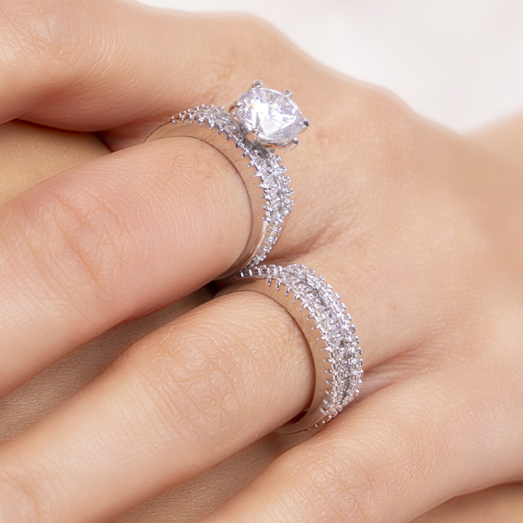 Dual Glam American Diamond Ring Set