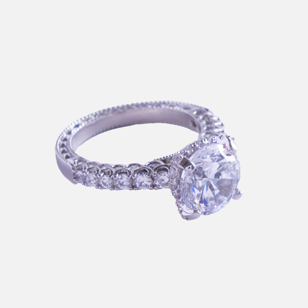 Elegant Brass American Diamond Ring