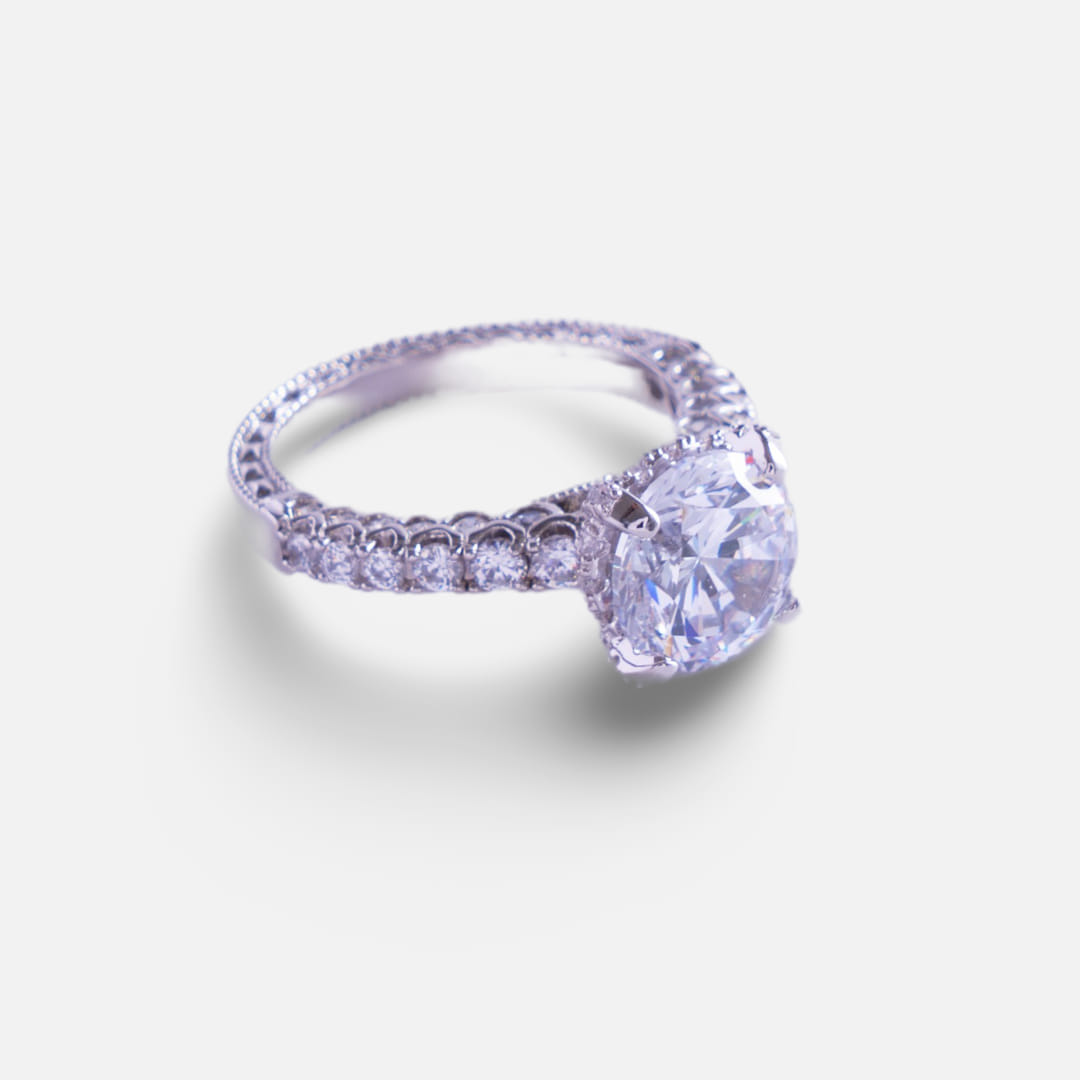 Elegant Brass American Diamond Ring