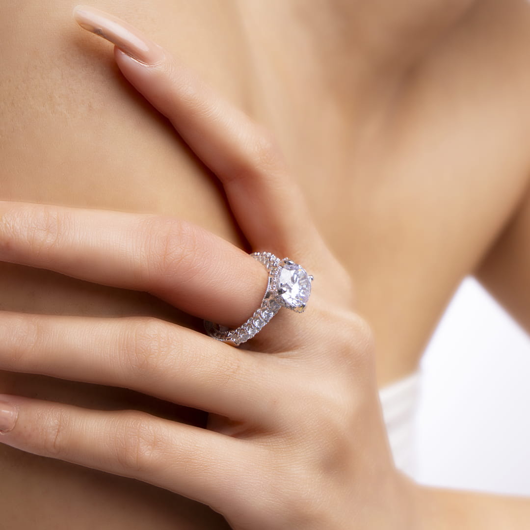 Elegant Brass American Diamond Ring