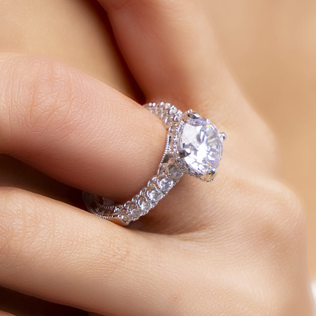 Elegant Brass American Diamond Ring