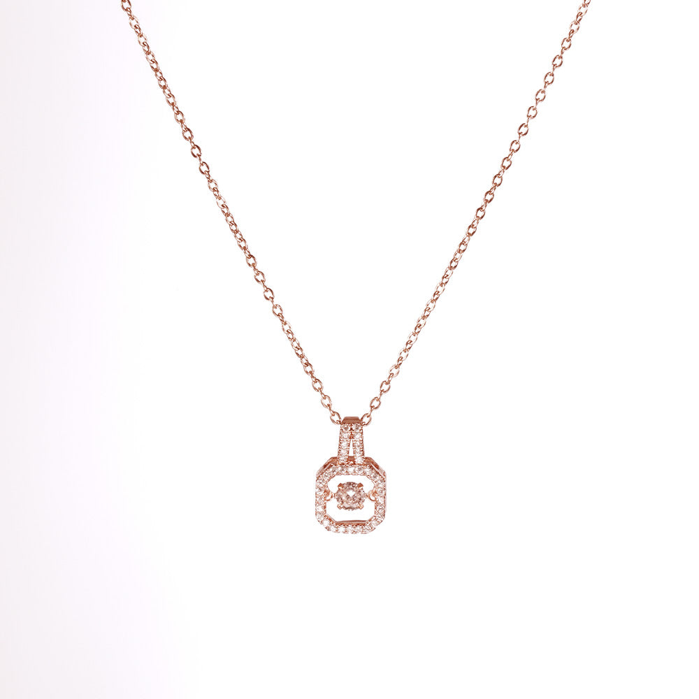 Rose Gold Diamond Halo Chain Pendant