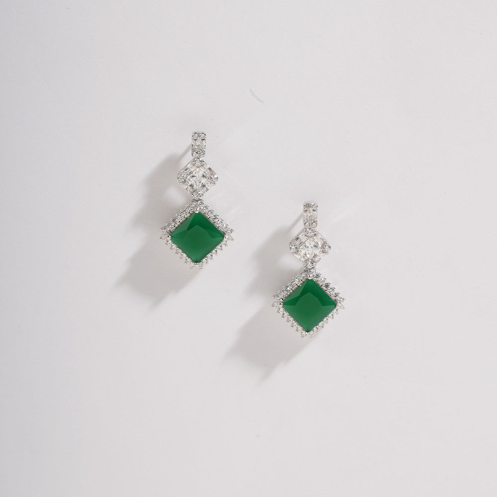 Emerald Grace Chain Pendant and Earrings Set
