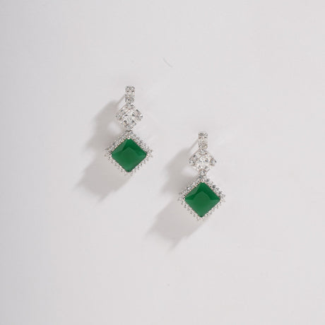 Emerald Grace Chain Pendant and Earrings Set