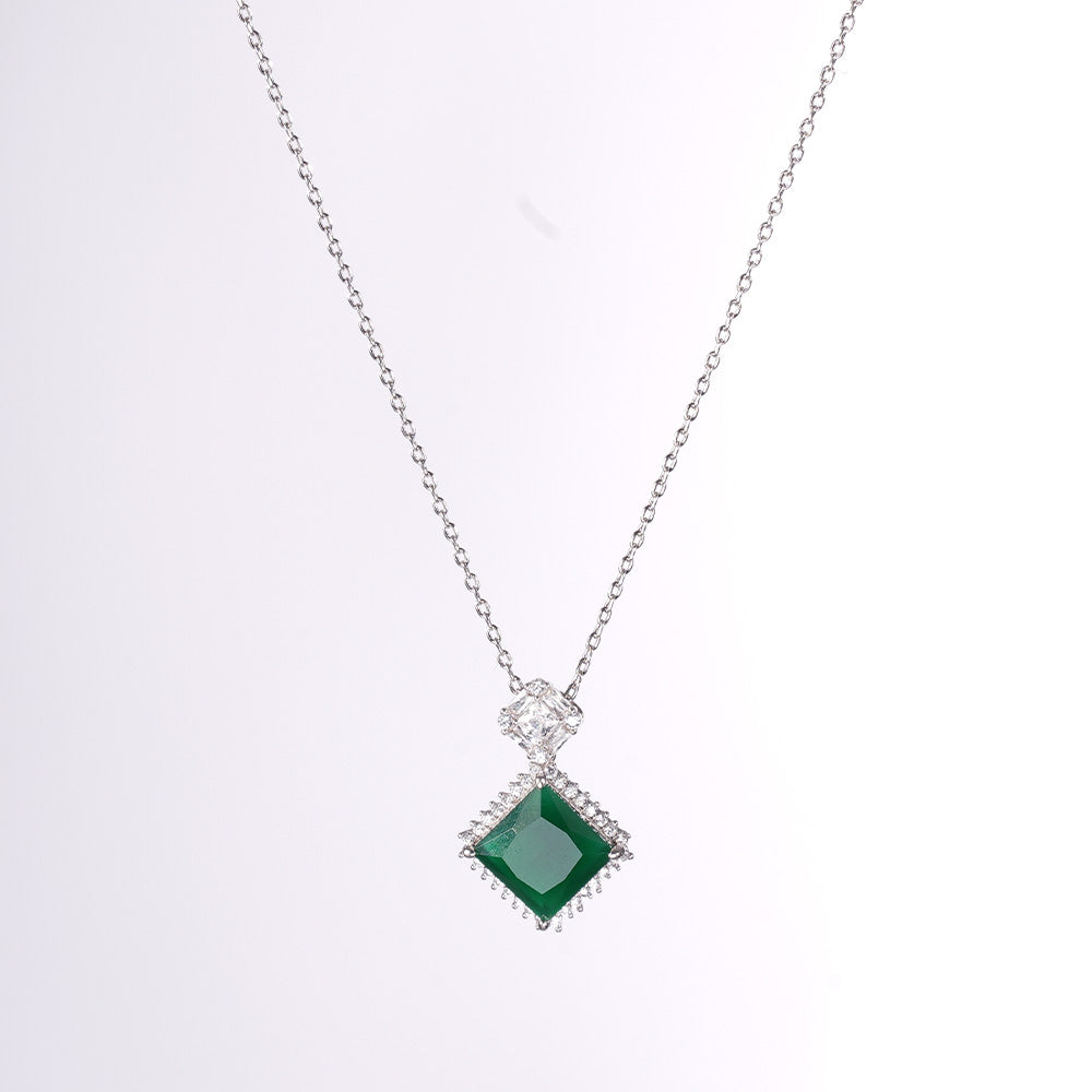Emerald Grace Chain Pendant and Earrings Set