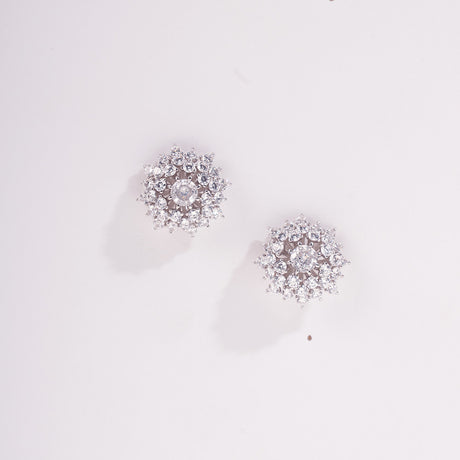 Radiant Floral American Diamond Pendant with Matching Earrings