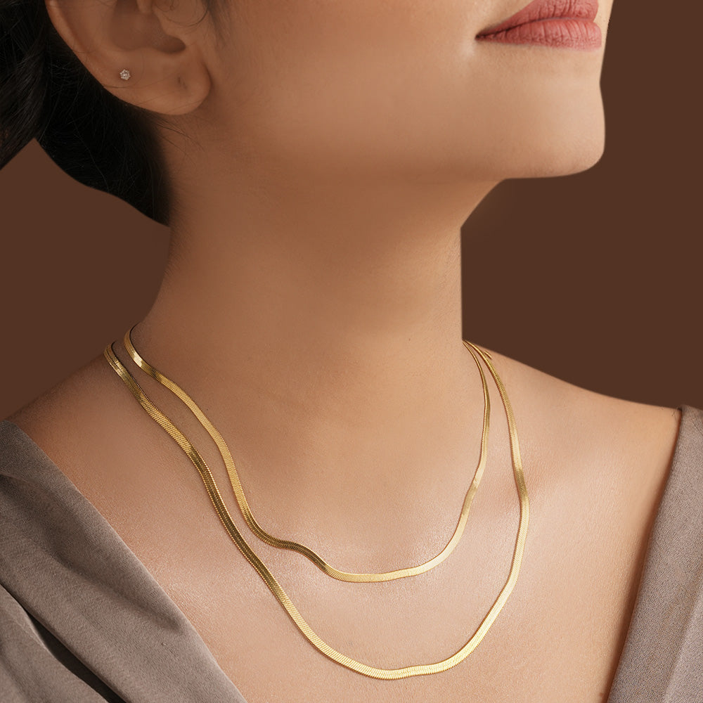 Gold Double-Layer Snake Chain Necklace