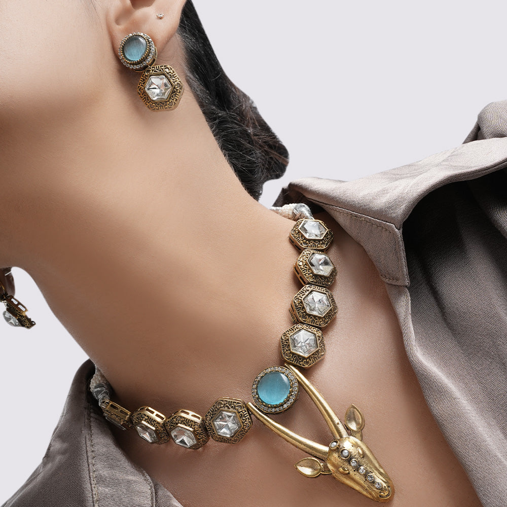 Deer-Themed Antique Necklace Set