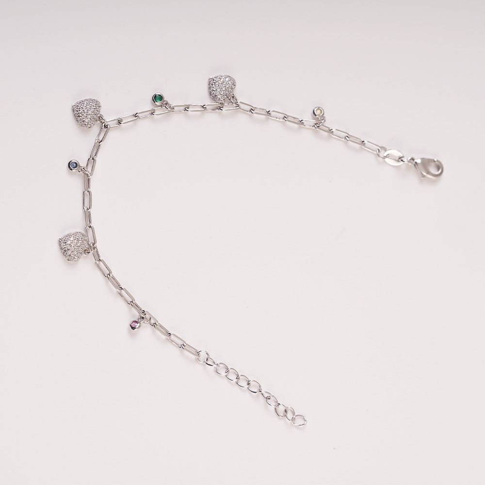 Brass Heart Charm Bracelet