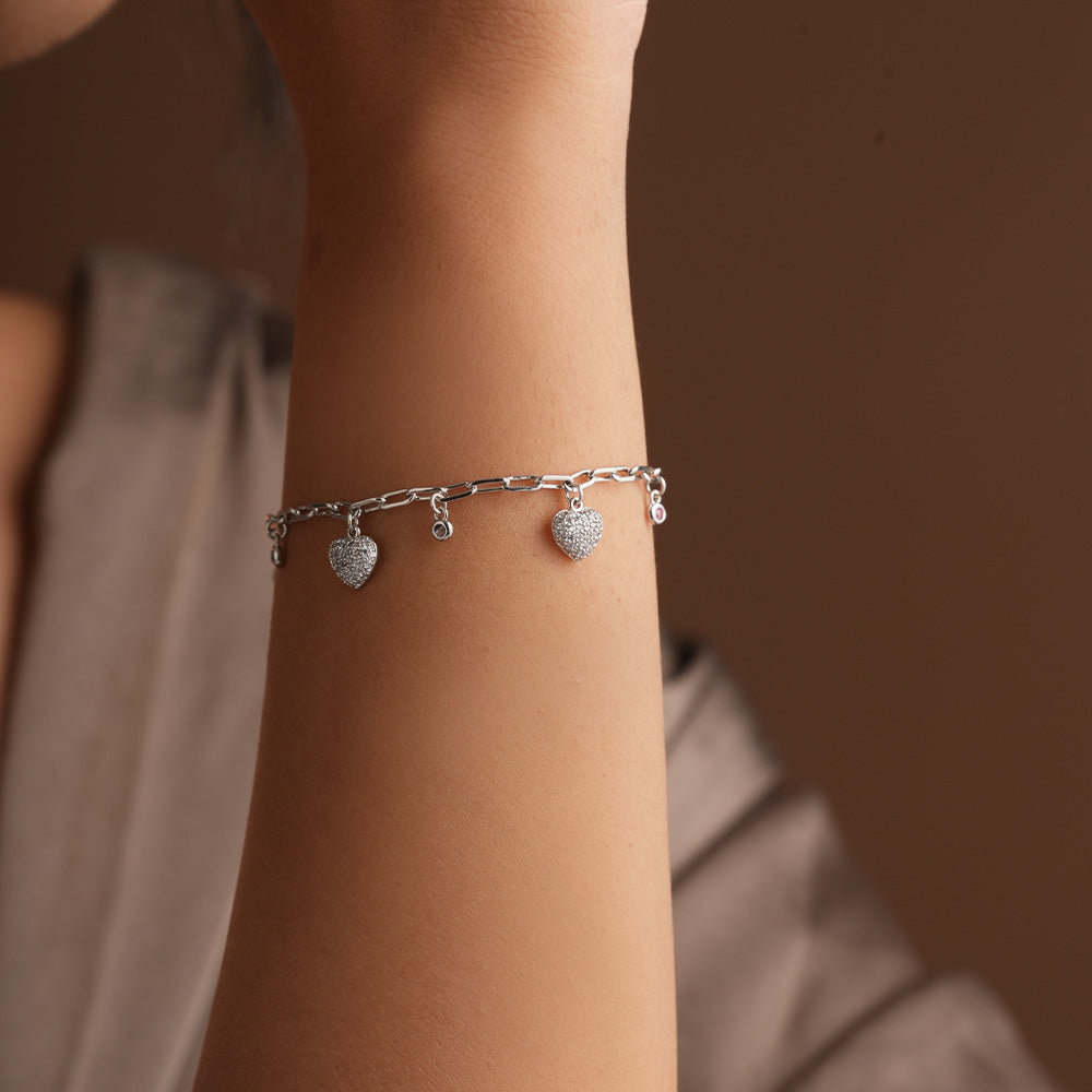 Brass Heart Charm Bracelet