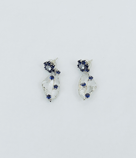 Floral Crystal Leaf Drop Earrings