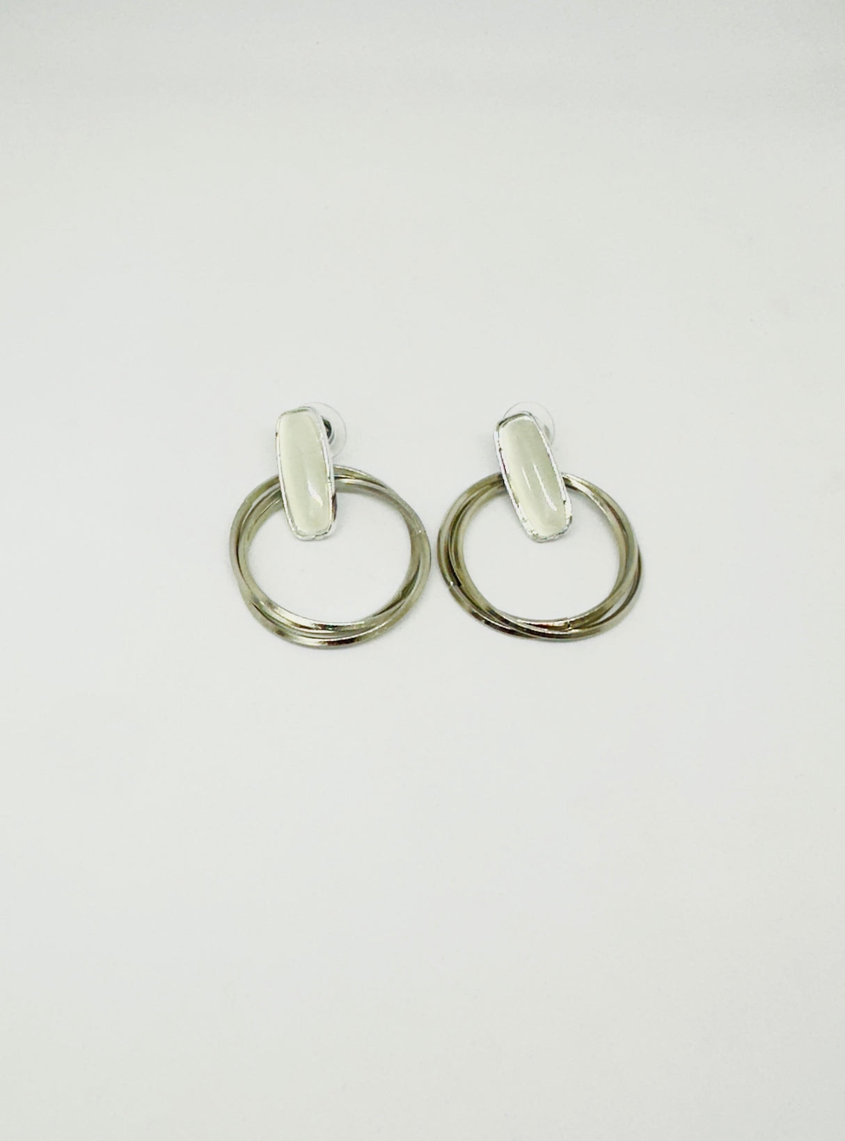 Minimalist Double Hoop Drop Earrings