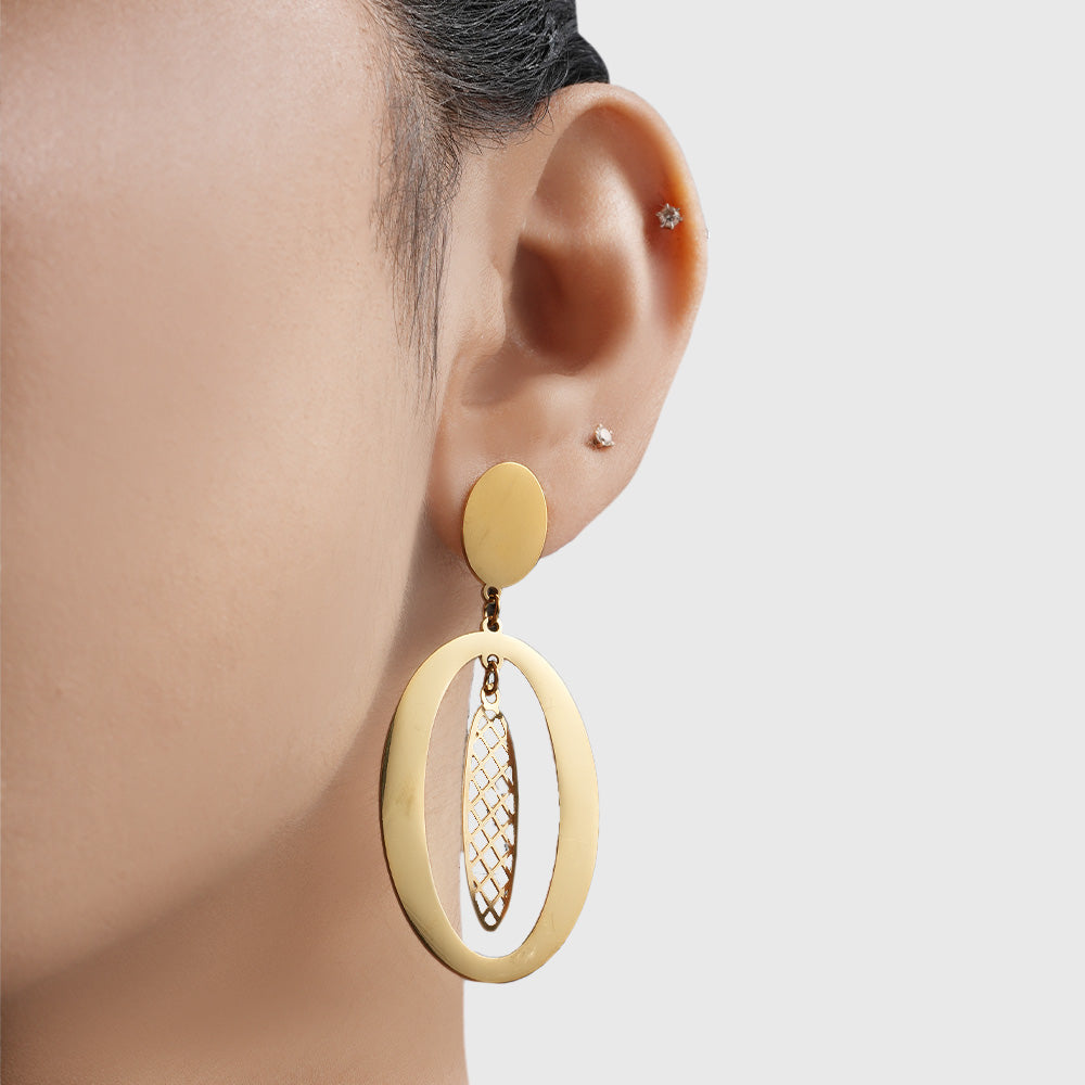 Oval Pineapple Drop Earrings