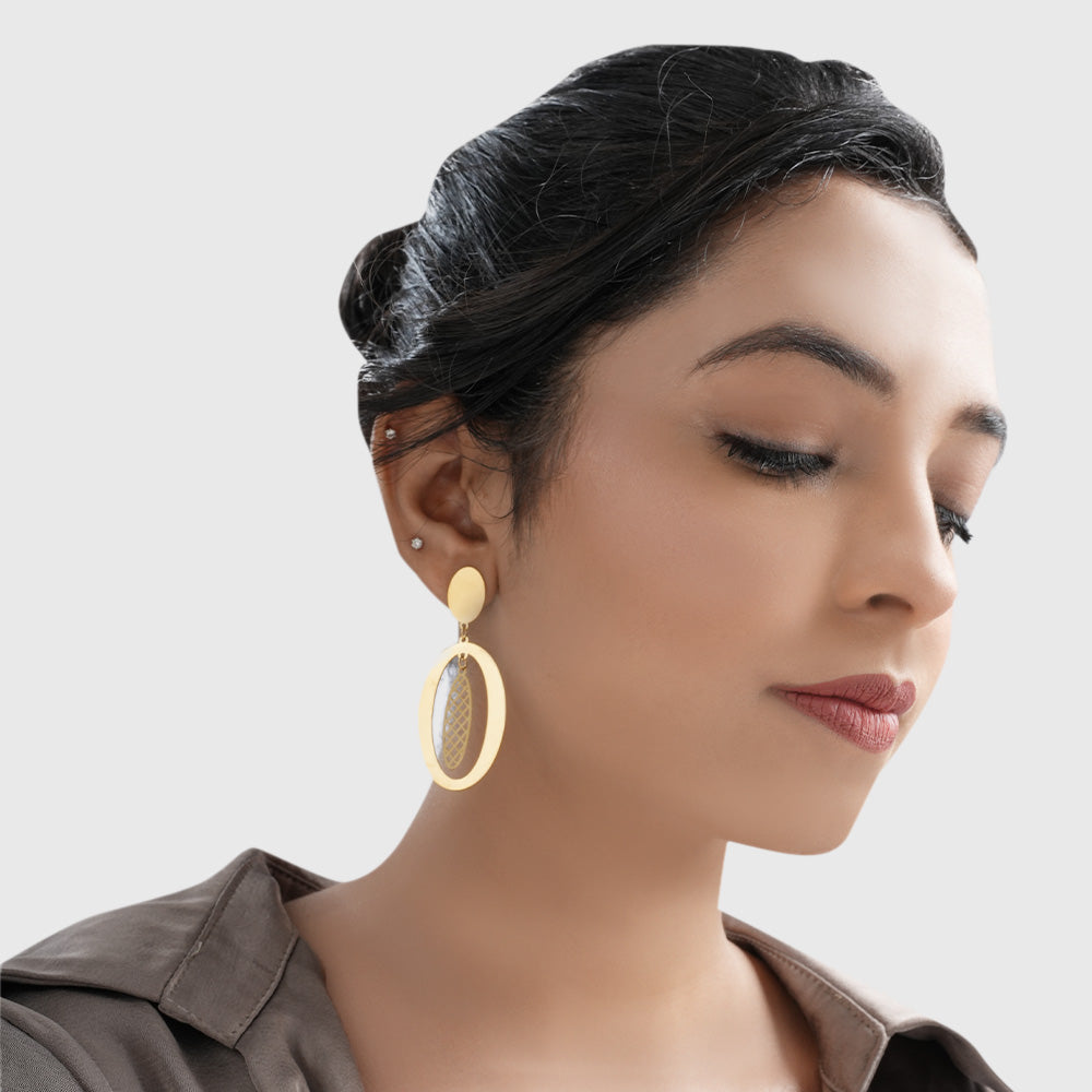 Oval Pineapple Drop Earrings