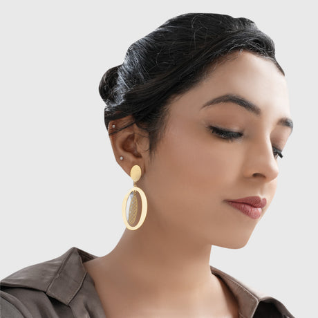Oval Pineapple Drop Earrings