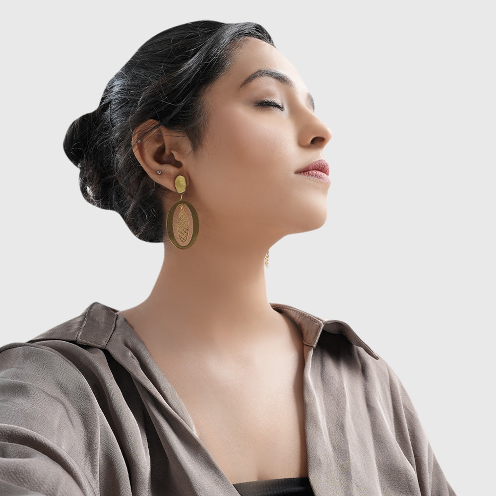 Oval Pineapple Drop Earrings