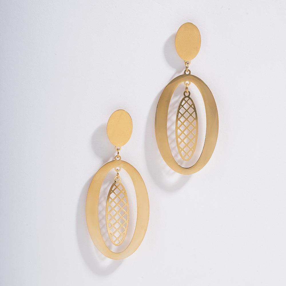 Oval Pineapple Drop Earrings