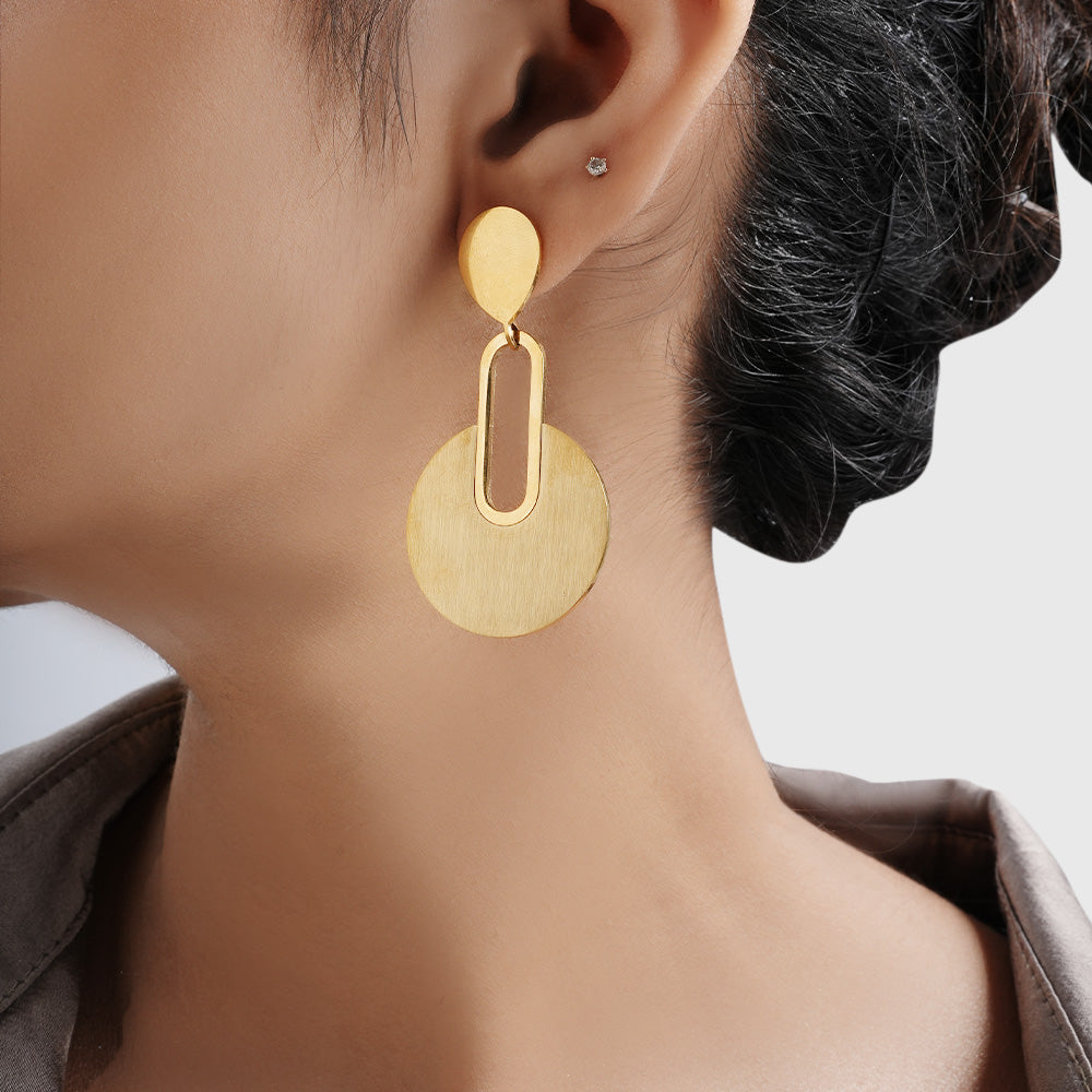 Geometric Gold Drop Earrings