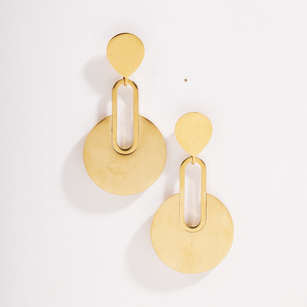 Geometric Gold Drop Earrings