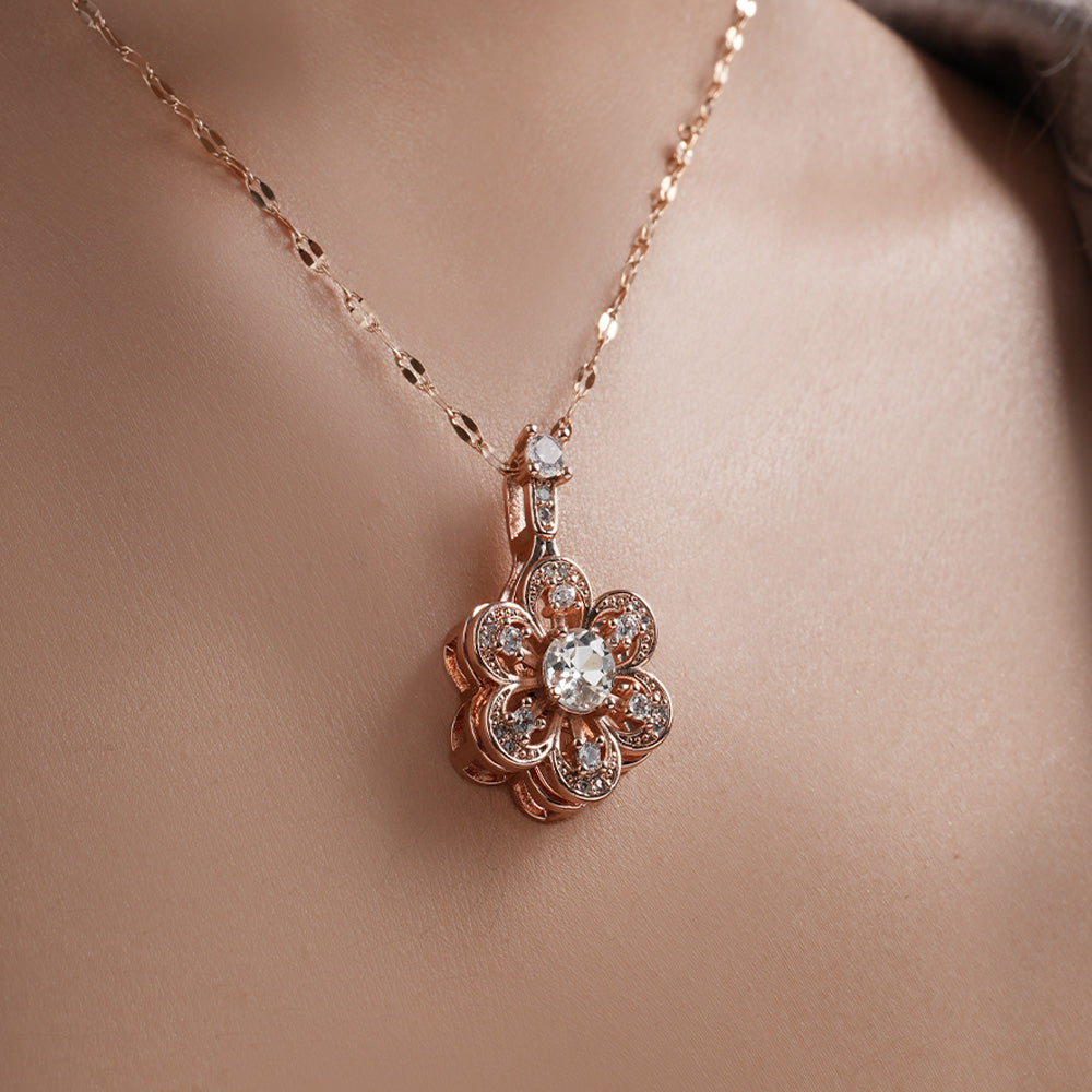 Floral Rose Gold Chain Pendant