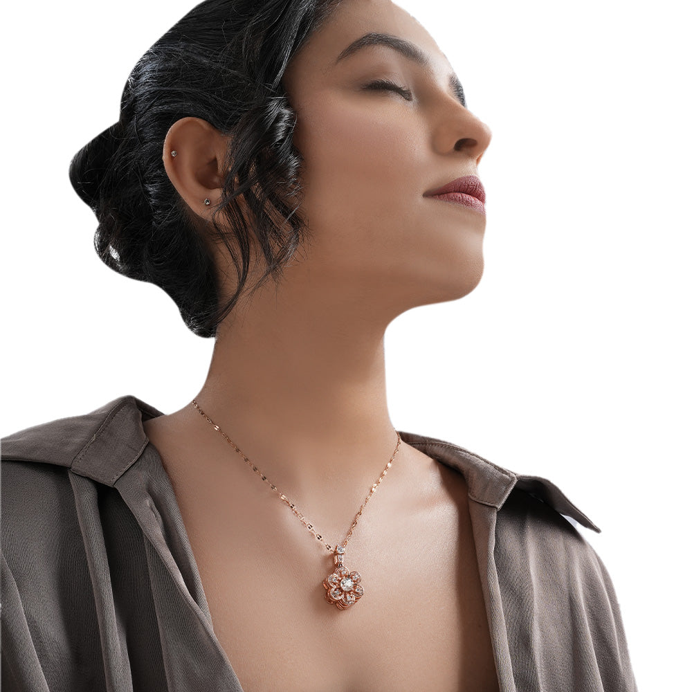 Floral Rose Gold Chain Pendant