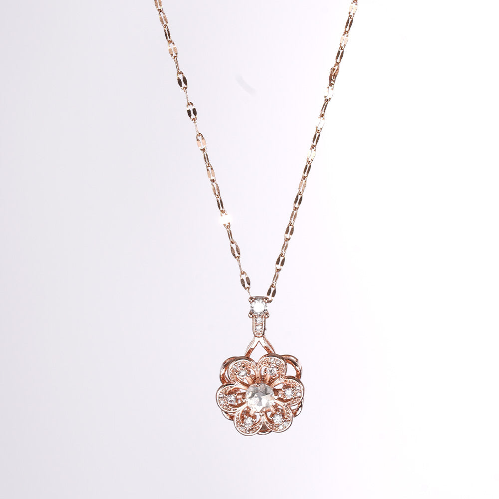 Floral Rose Gold Chain Pendant