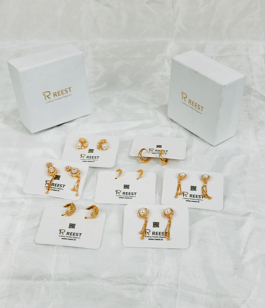 Elegant Gold-Tone Earring Set – 7 Pairs with Classic Designs