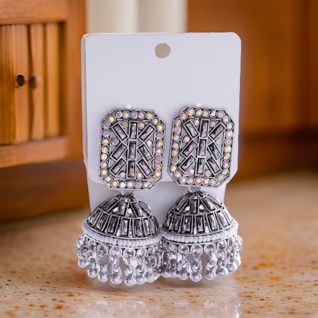 Geometric Statement Jhumka Earrings