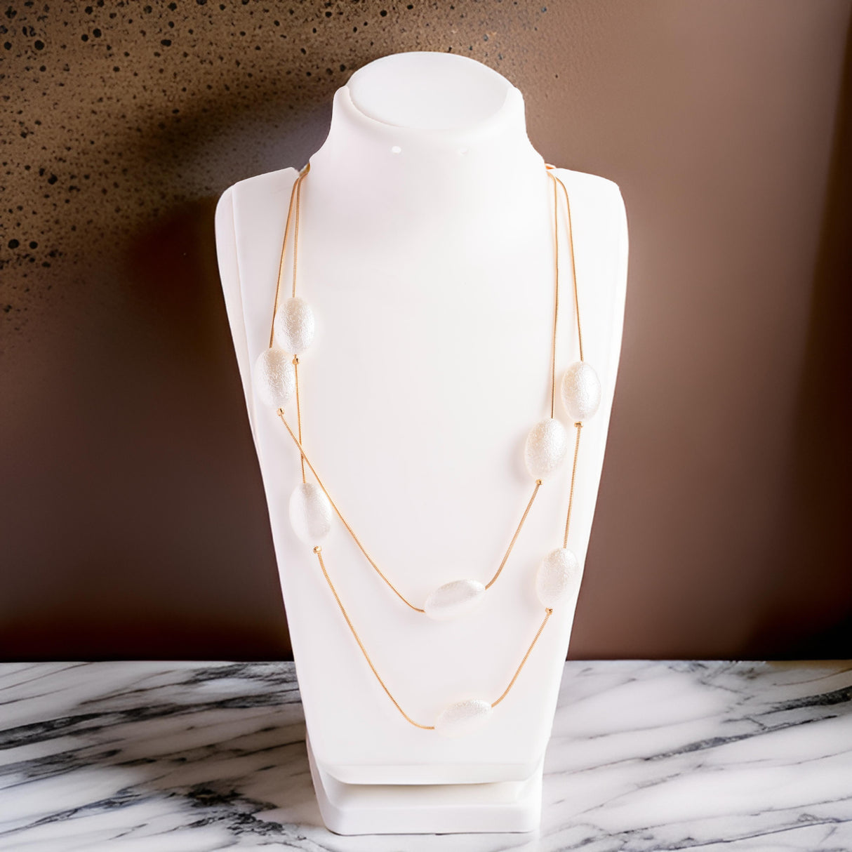 Elegant Double-Layer Oval Bead Necklace