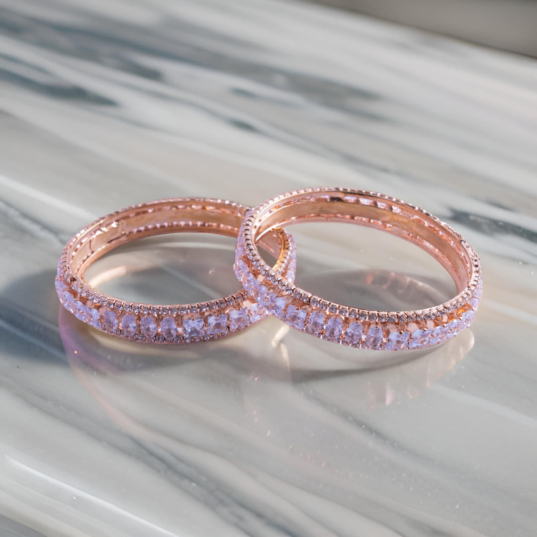 Rose Gold Crystal-Studded Bangles