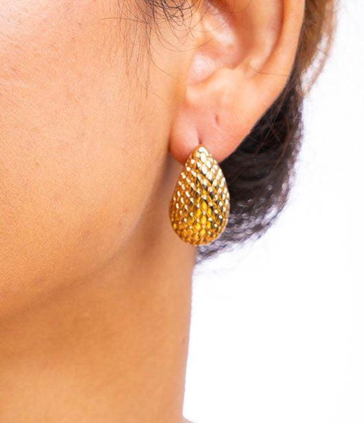 Gold Textured Teardrop Earrings