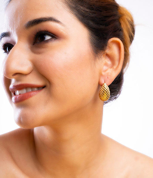 Gold Textured Teardrop Earrings