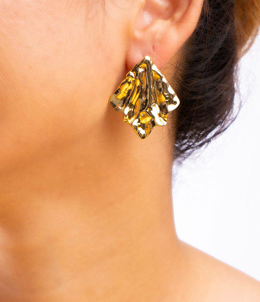 Gold Sculptural Brass Statement Earrings