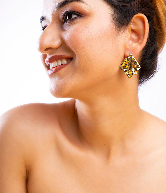 Gold Sculptural Brass Statement Earrings