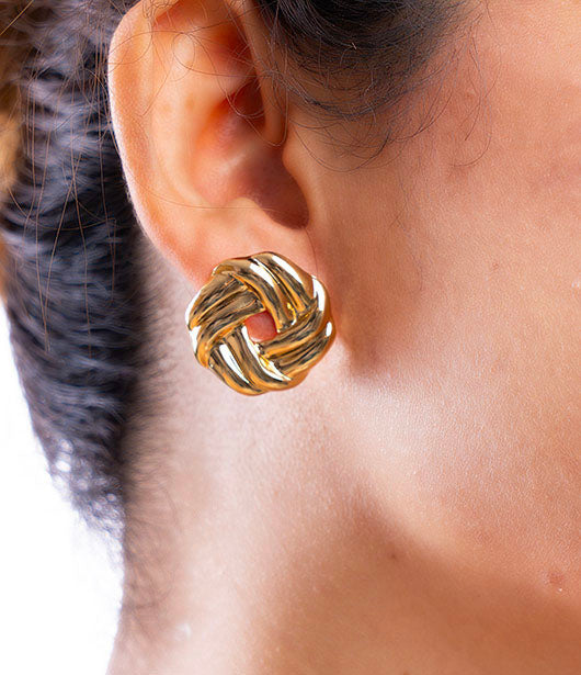 Gold Woven Knot Earrings