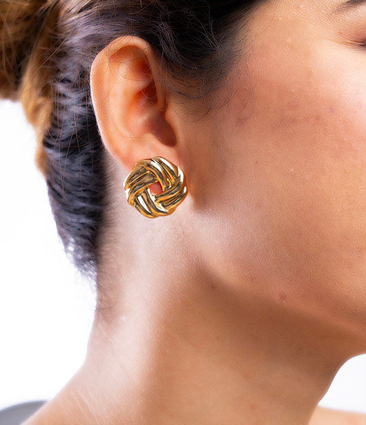 Gold Woven Knot Earrings