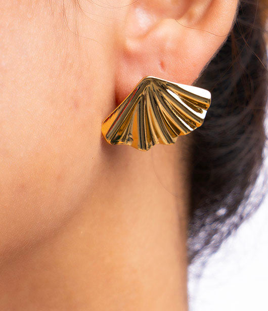 Gold Fan-Shaped Earrings