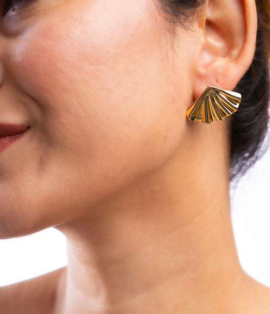 Gold Fan-Shaped Earrings