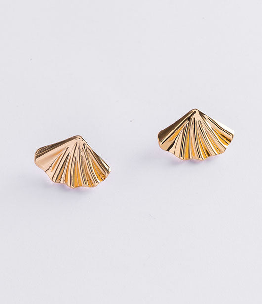 Gold Fan-Shaped Earrings