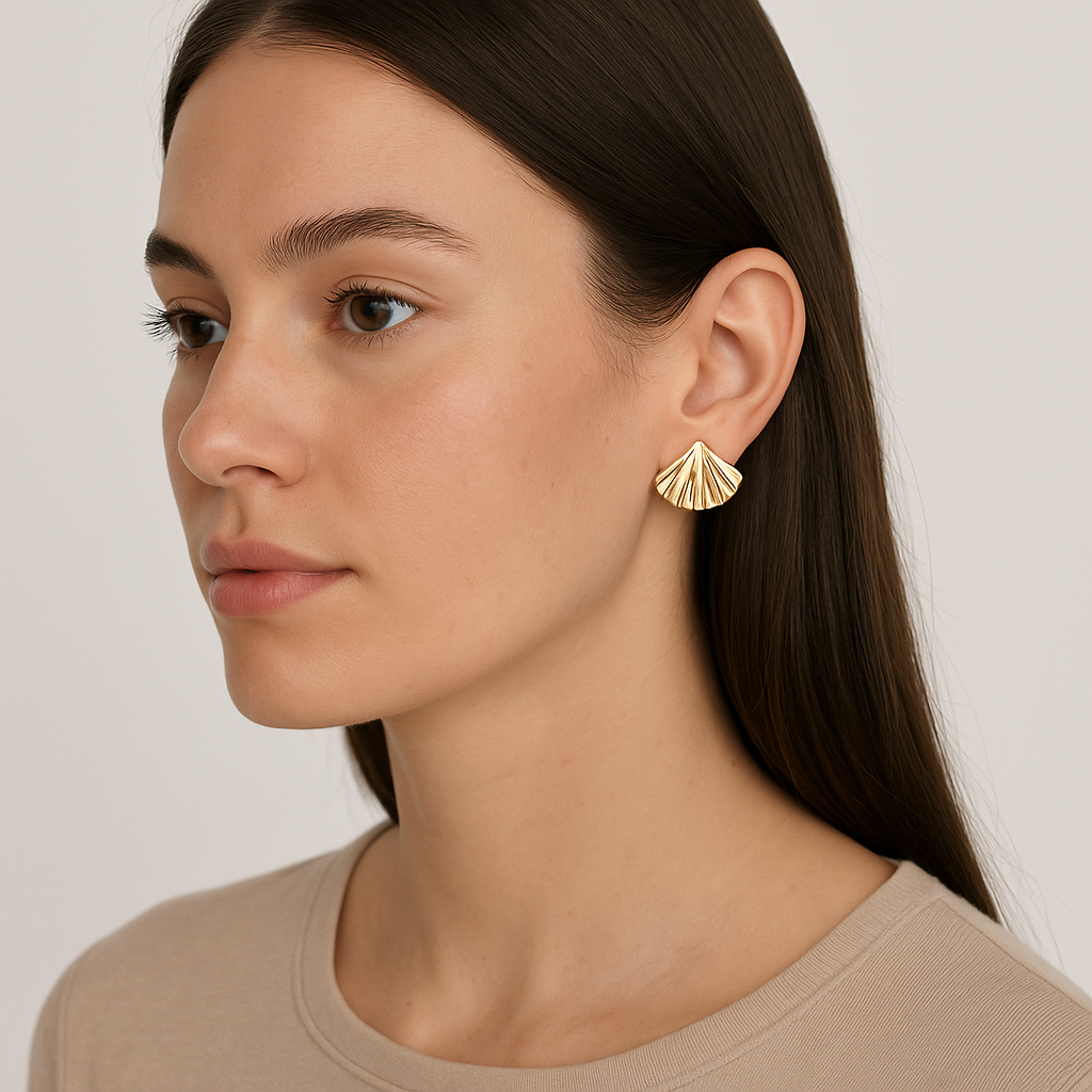Gold Fan-Shaped Earrings