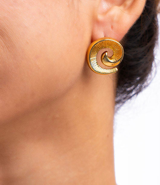 Gold Swirl Stud Earrings