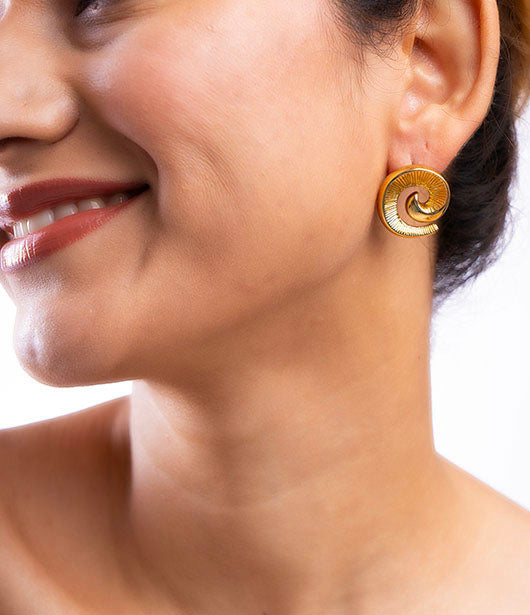 Gold Swirl Stud Earrings