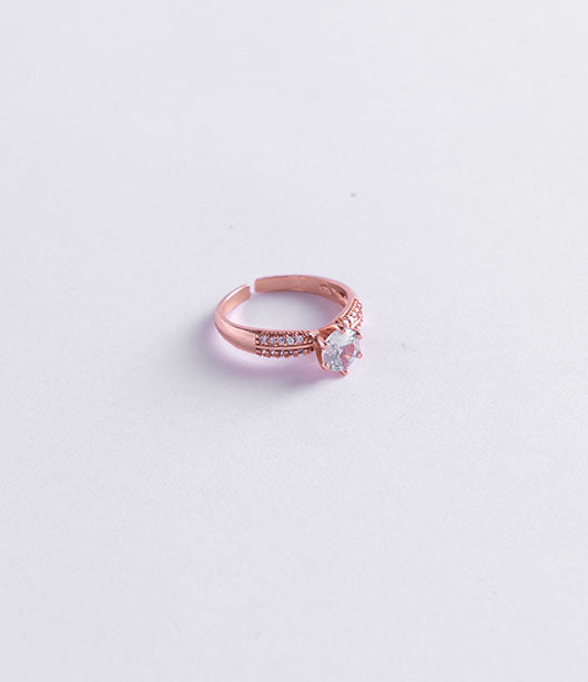 Rose Gold Crystal Solitaire Ring